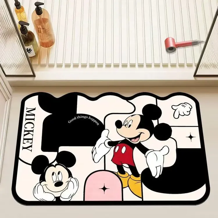 吸水垫可爱米奇阳台床边浴室卧室地毯软装地垫硅藻泥底