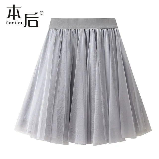 A013 网纱半身裙女夏2023新款高腰蓬蓬裙大摆垂坠感a字网纱裙短裙