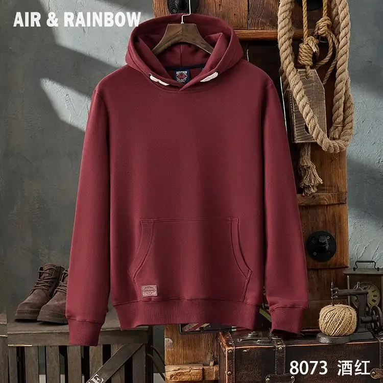 秋冬男女同款重磅450加绒加厚百搭洗水休闲连帽卫衣长袖帽衫8073