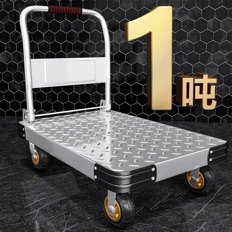 【推车批发】拖车手推车平板小推车拉货板车折叠家用搬运钢板手拉车