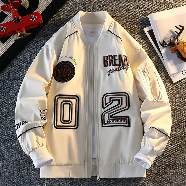 字母刺绣棒球服男款春秋季美式休闲夹克外套男青少年痞帅春装褂子