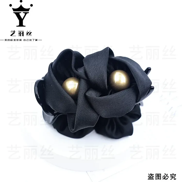 赫本王妃 [鹊桥]2025新款黑色优雅气质款抓夹 8cmYL1136