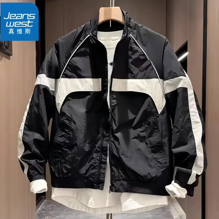 真维斯Jeanswest男士秋季新款潮流立领夹克外套时尚百搭休闲上衣