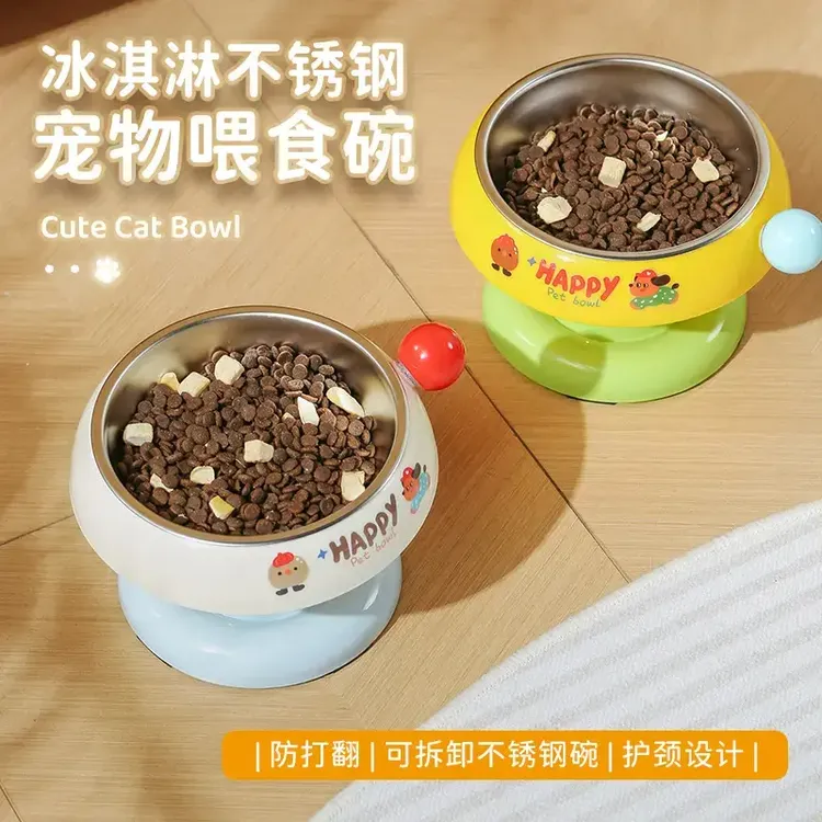 猫碗猫食盆猫咪饭碗粮碗喝水碗不锈钢狗碗不易打翻保护颈椎宠物碗