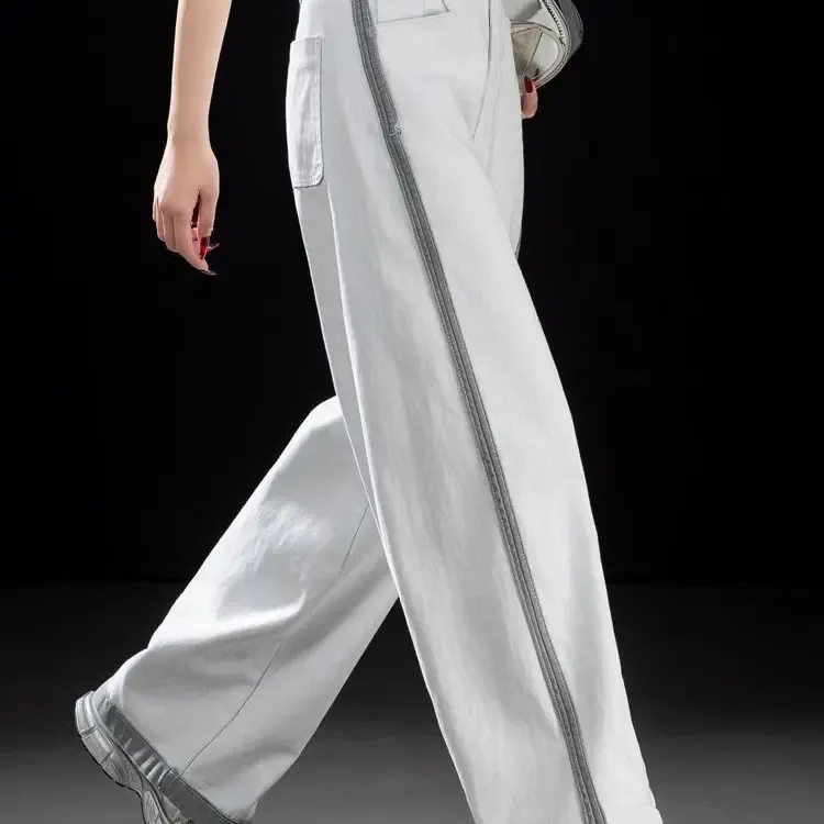 浅蓝色高腰窄版直筒牛仔裤女春秋新款弹力梨形香蕉时尚显腿长