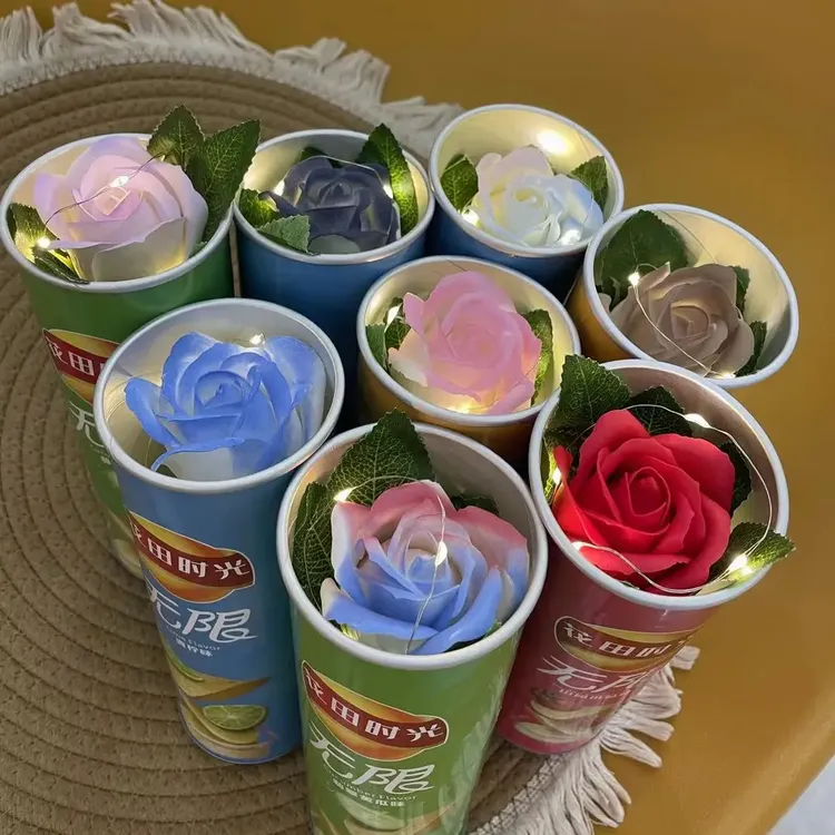 薯片桶玫瑰花送男女朋友惊喜520情人节七夕浪漫礼物ins高颜值H033
