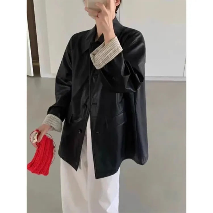 春季高级感皮衣外套女款爆款2025新款小个子时尚宽松百搭上衣潮