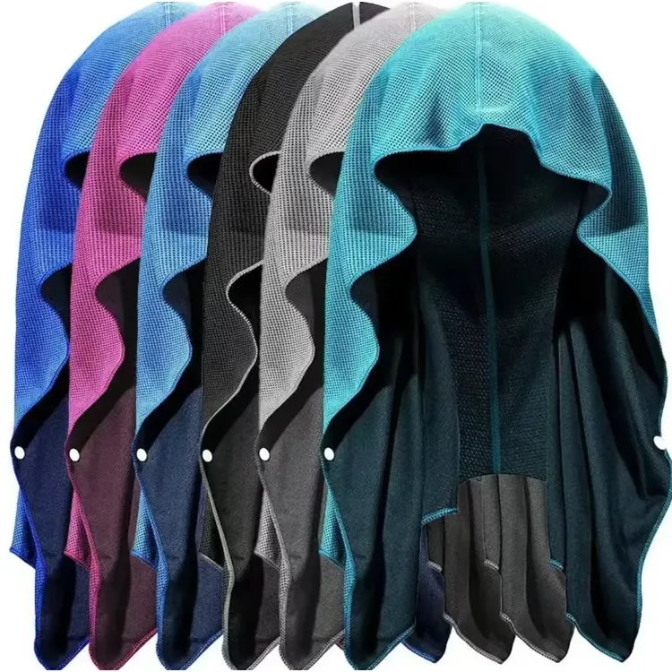 运动毛巾冰凉冷感头巾帽衫防晒护颈披肩速干头戴遮阳擦汗降温用品