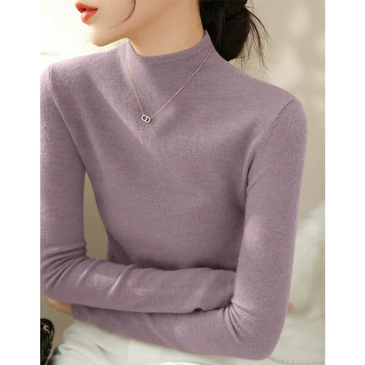 新款秋冬季内搭打底长袖针织衫半高圆领2025年时尚修身女装上衣