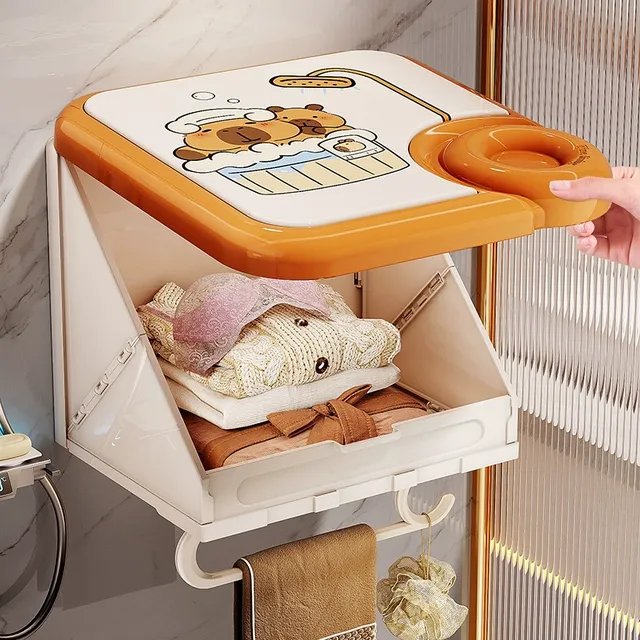 浴室壁画收纳箱洗澡防水置物架折叠挂画盒卫生间放衣服神器脏衣篮
