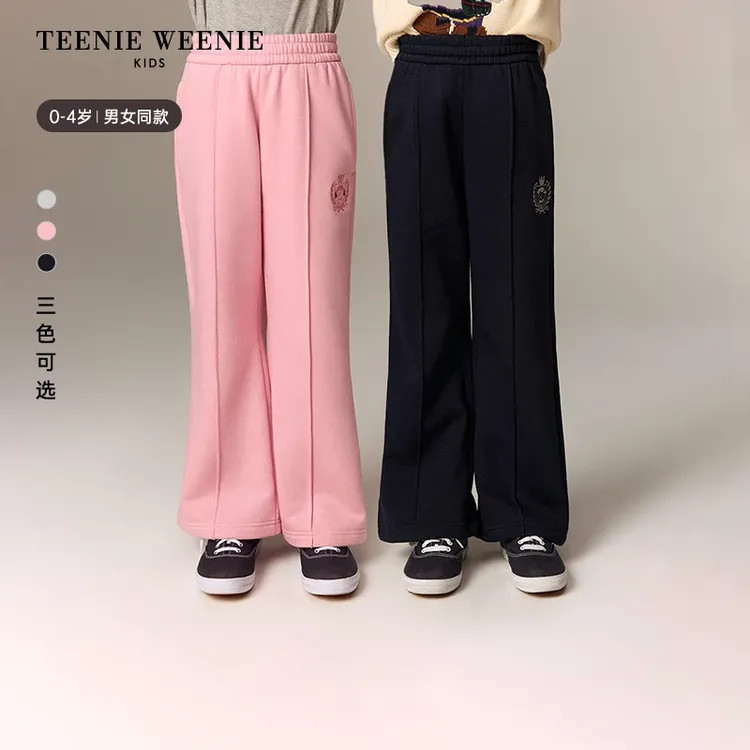 【达人专属】TeenieWeenie Kids小熊童装秋冬宽松休闲加绒阔腿裤TKTM258954I