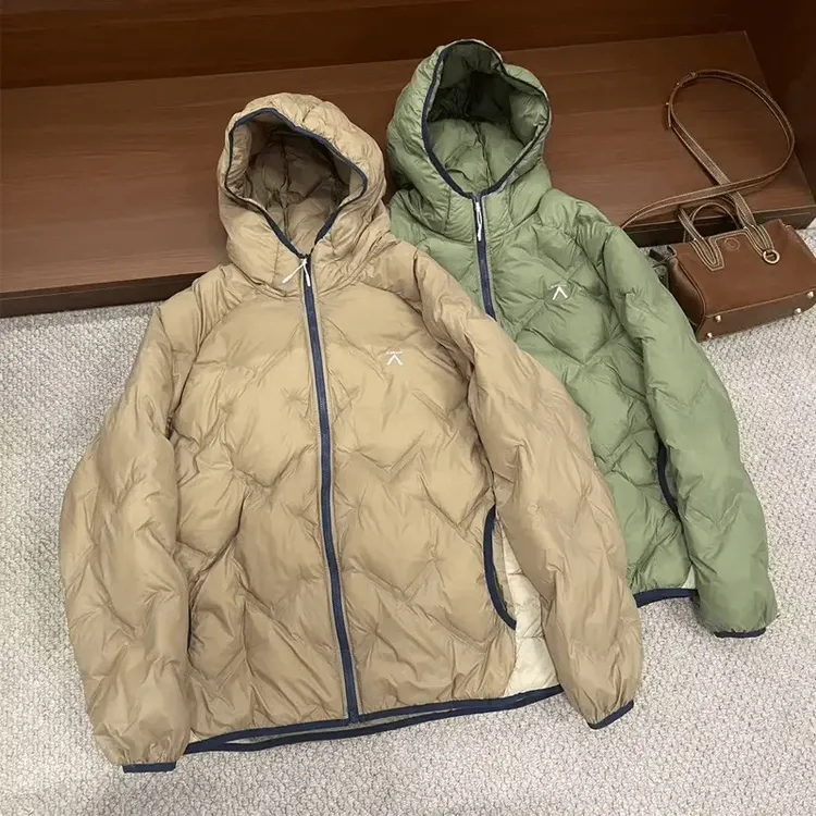 户外轻量化防水保暖棉服外套男女冬季三防连帽菱格撞色面包服棉衣