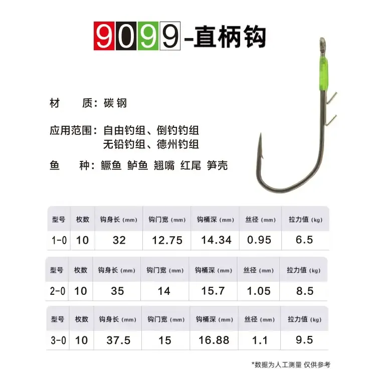 9099直柄钩黑坑 自由钓组 倒钓匀收 加强钩长柄倒钓