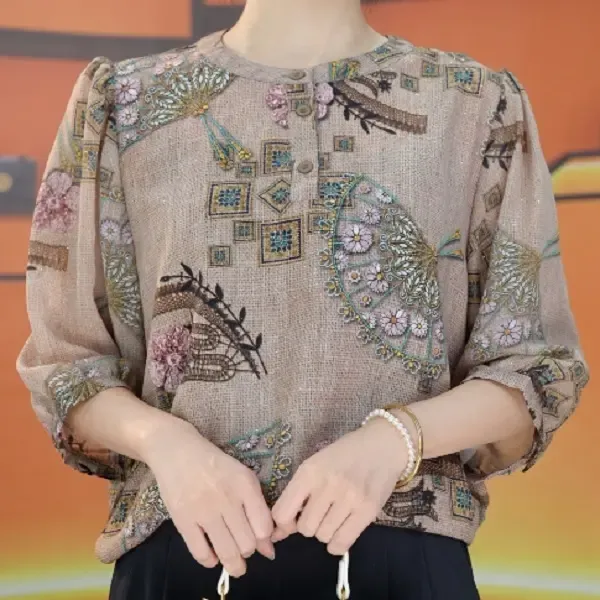 【出口原单】T1124 2025年中式新款气质柔软亲肤显瘦高端上衣-蕾