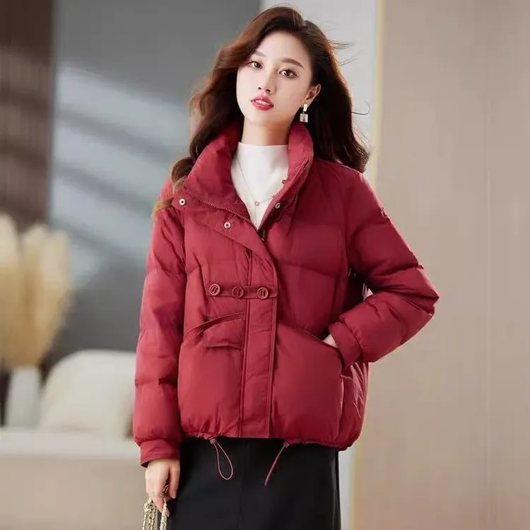 2025新款短款羽绒保暖白鸭绒外套羽绒服女反季时尚冬季百搭外套女