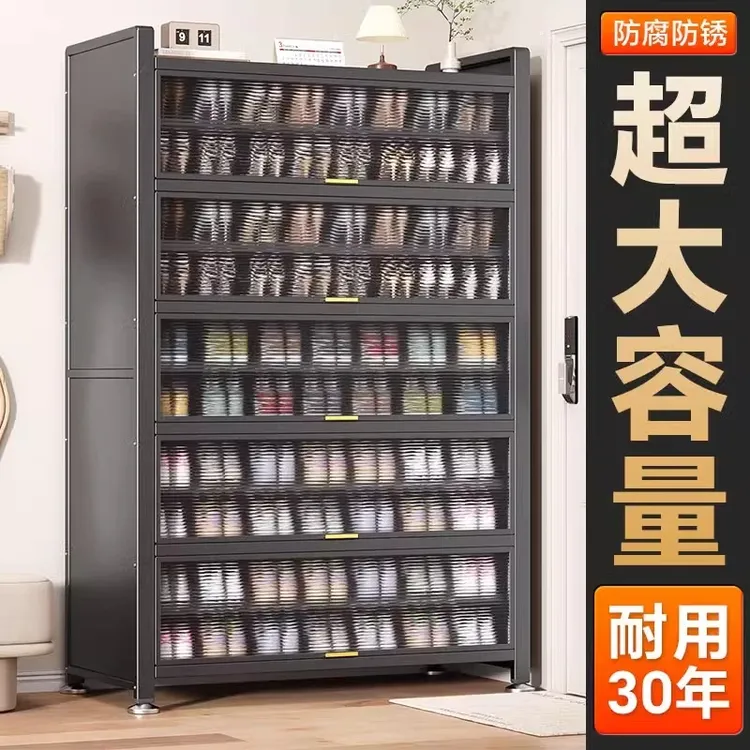 柜子防尘简约鞋架透明可移动框架结构多功能家用客厅鞋柜收纳柜子