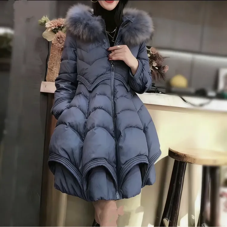 冬季新款大裙摆式中长款羽绒外套气质减龄保暖大码