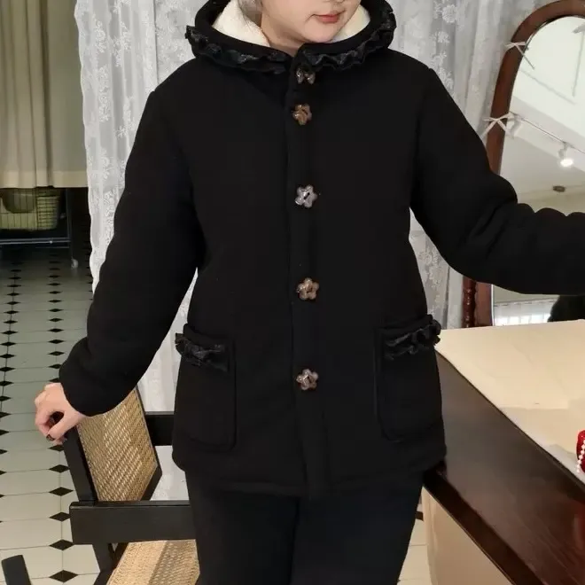 三层加厚女款冬季新款加绒连帽可外穿家居服套装保暖时尚秋冬洋气