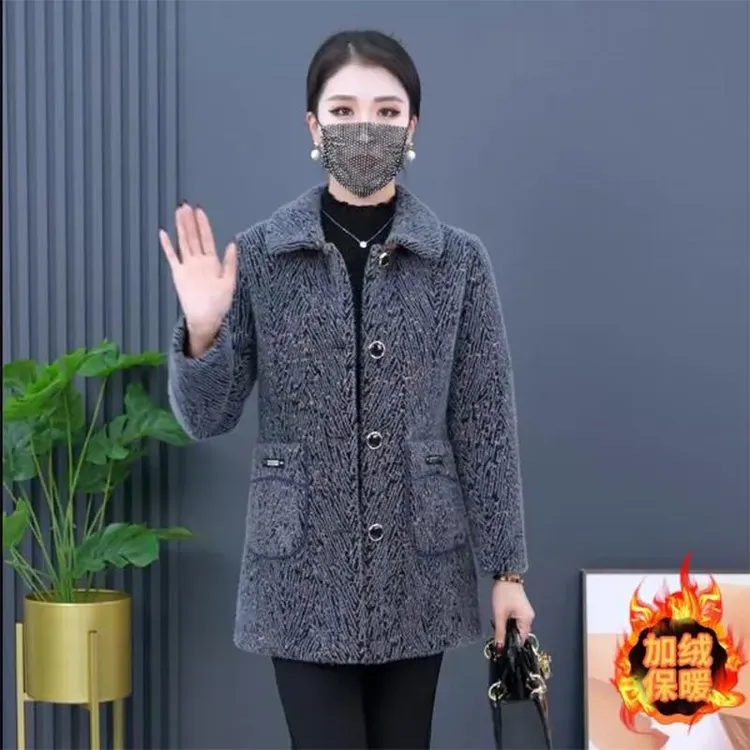 外套女冬天加绒加厚中老年棉衣女2024新款Z大衣女秋冬棉服小个子