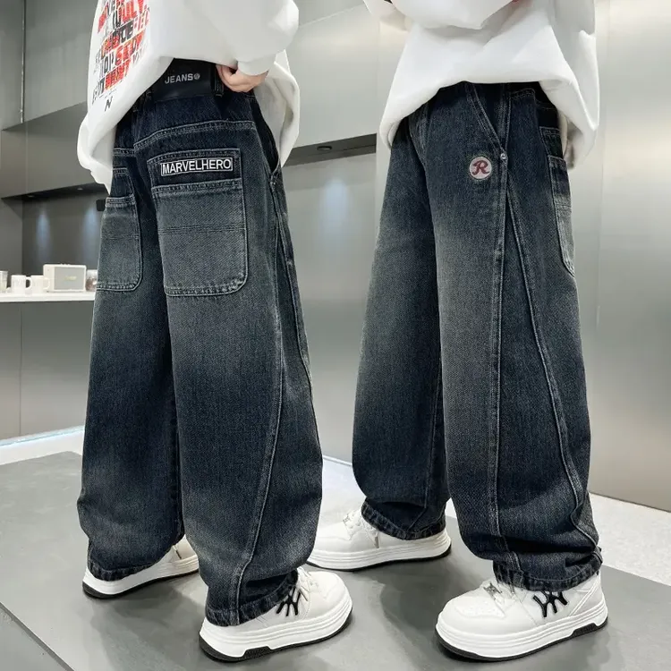 男童牛仔裤春秋宽松2025中大童休闲韩版长裤儿童裤子秋季百搭洋气