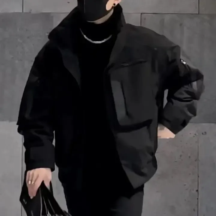 冬季新款男士棉服百搭宽松加厚工装款防风保暖个性设计棉衣外套男