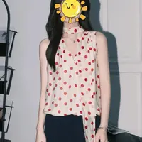 无袖法式小众时尚性感波点上衣6400