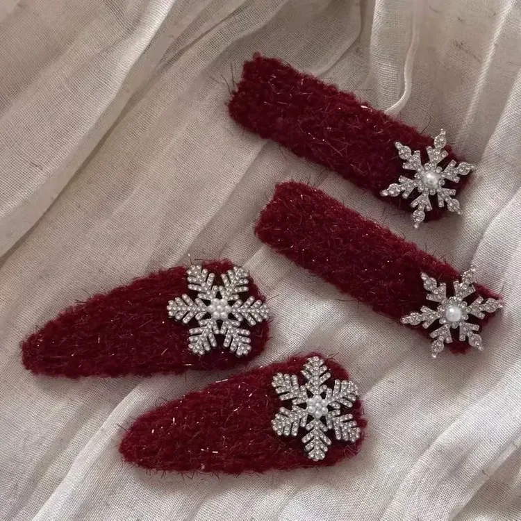 淡水珍珠雪花发夹秋冬少女感刘海掰掰夹