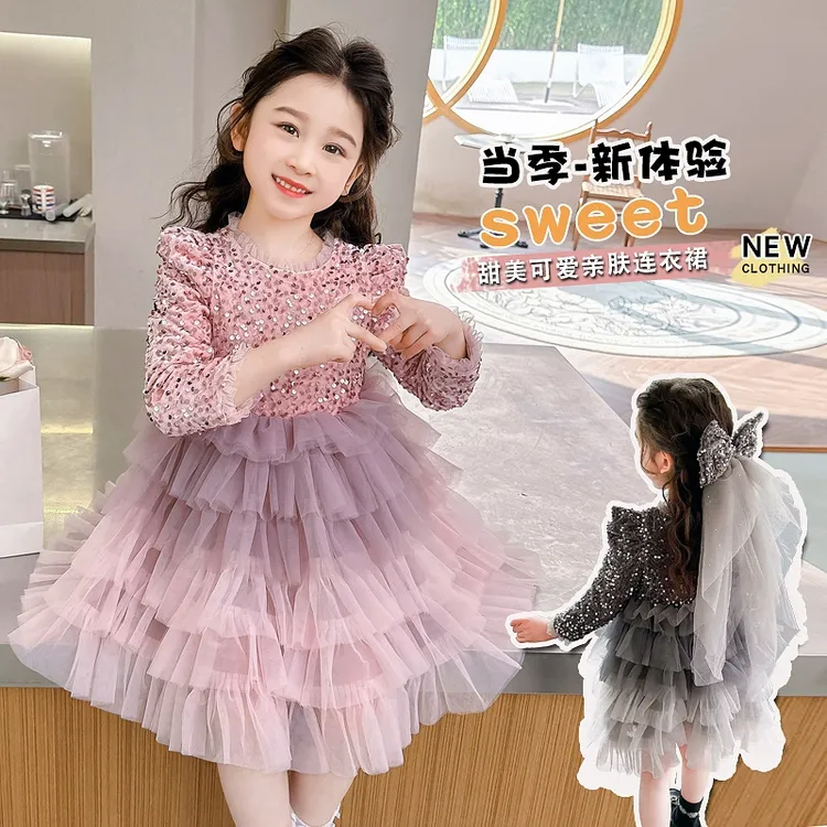 儿童公主裙女童生日宴甜美洋气蓬蓬蛋糕裙女孩连衣裙春秋高端礼服