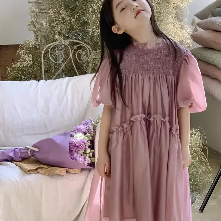 【连衣裙合集】女童夏季连衣裙韩版洋气花边领纯色公主裙薄款裙子