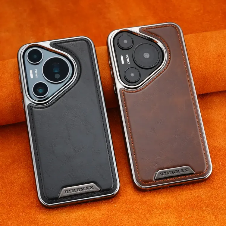 适用于华为Pura70Pro 皮质磁吸手机壳高档商务纯色Pura70全包防摔