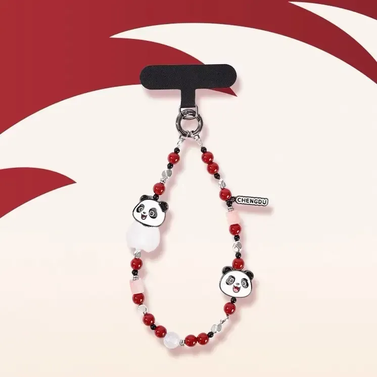 2025年成都混合团体世界杯熊猫手机挂链简约百搭红色创意挂件纪念