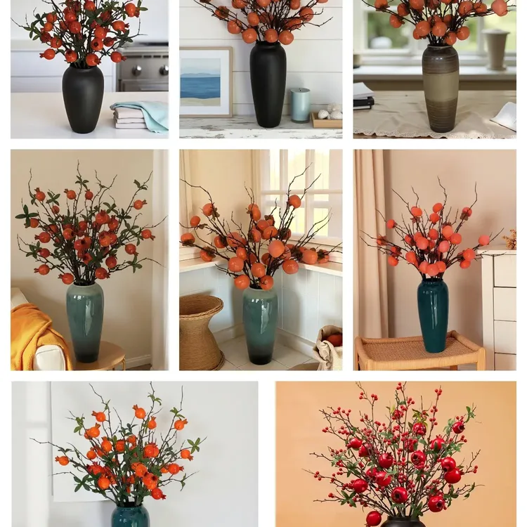【套装】仿真柿子假花客厅装饰品柿柿如意家居软装摆件石榴果