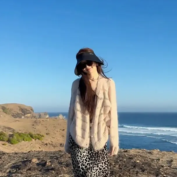 纯欲慵懒风女装温柔风气质软糯针织开衫毛衣秋季豹纹印花半身长裙