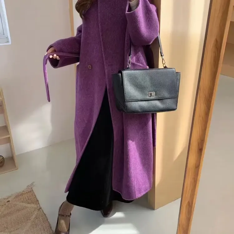 女士秋冬款双面立领加厚显瘦时尚百搭长款冬季大衣外套