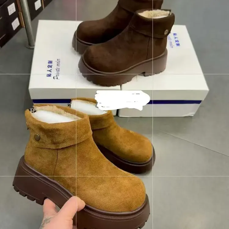 【先利专属】冬季保暖加绒厚底复古高帮短靴女百搭新款