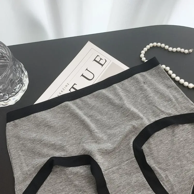 法式格雷灰高级裸感内裤女透气柔软抑菌裆薄款中腰5条装底裤