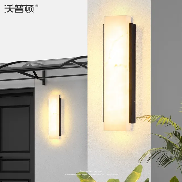 户外壁灯防水新中式庭院灯仿云石大门两侧灯别墅外墙柱子壁灯室外