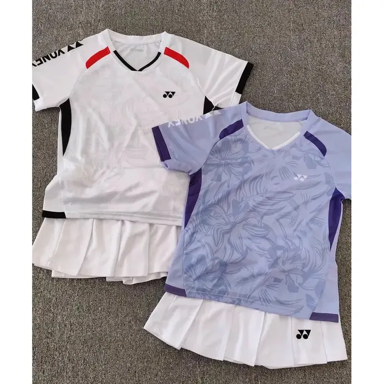 新款紫色yy羽毛球服速干透气大赛套装男女比赛训练短袖T恤