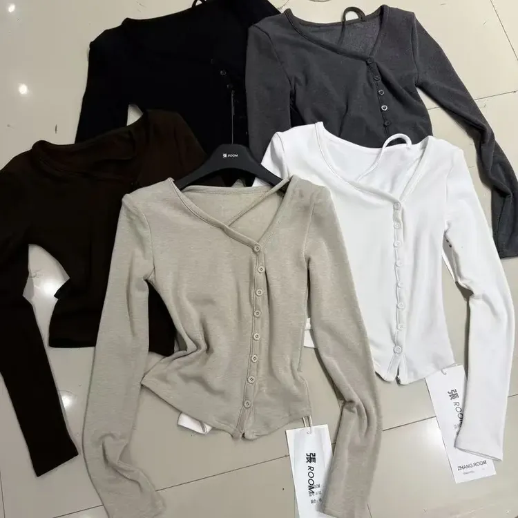 秋季韩版ins风修身显瘦长袖内搭打底衫女设计感小众纯色T恤上衣