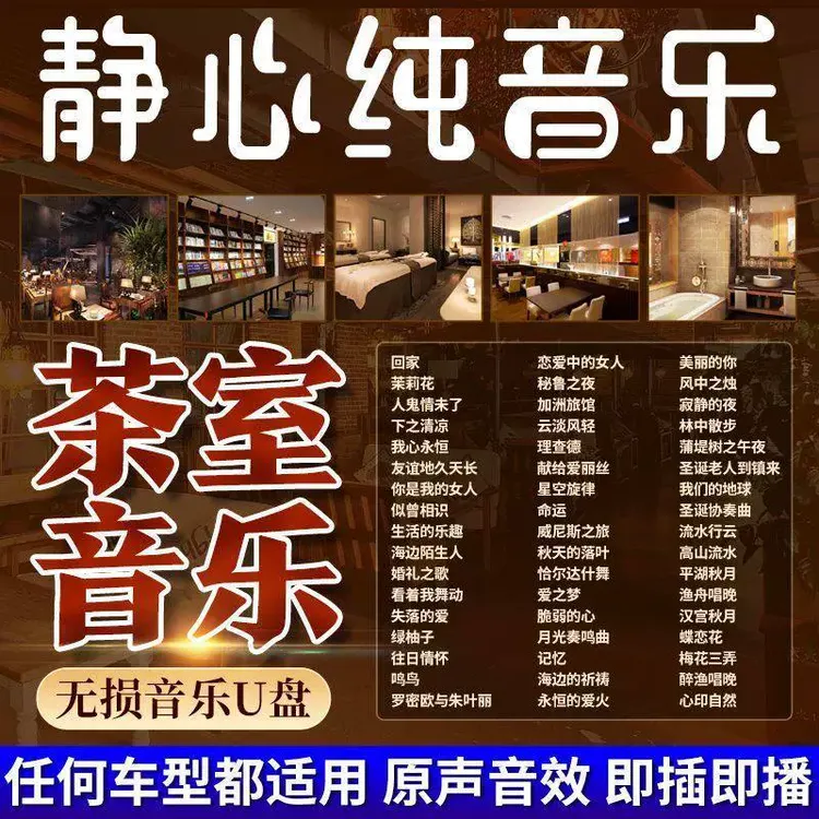 车载u盘歌曲舒缓钢琴曲古筝休闲养心茶室酒店大堂音响纯轻音乐u盘