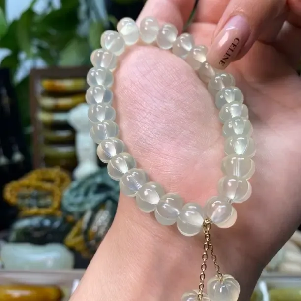 岫玉高冰南瓜珠手串