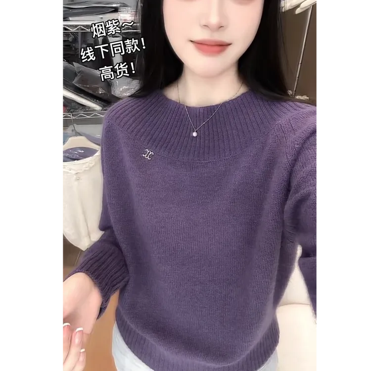 2025秋冬新款流行时尚穿搭ins韩版气质高级感圆领针织衫百搭上衣