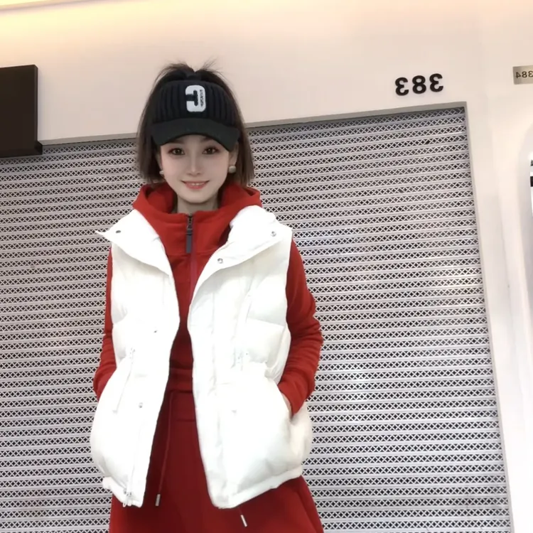 冬款新款白鸭绒羽绒女短款马甲韩版宽松百搭