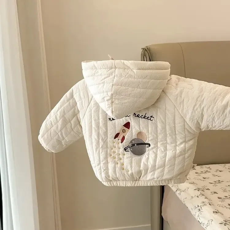 女童卡通连帽棉衣冬季新款夹棉棉袄儿童洋气保暖加绒外套棉服潮