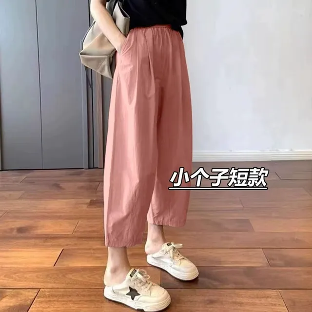 2025日系空气感呼吸裤女夏季薄款八分纯棉显高显瘦小个子休闲裤潮