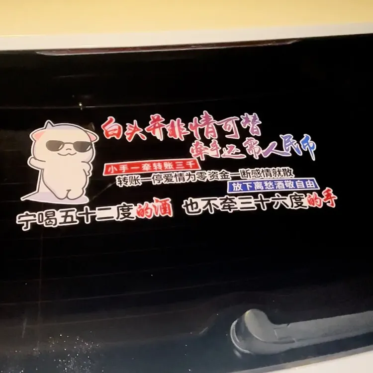 白头并非情可替（45×18cm）牵手还需人民币 汽车个性装饰贴纸车贴