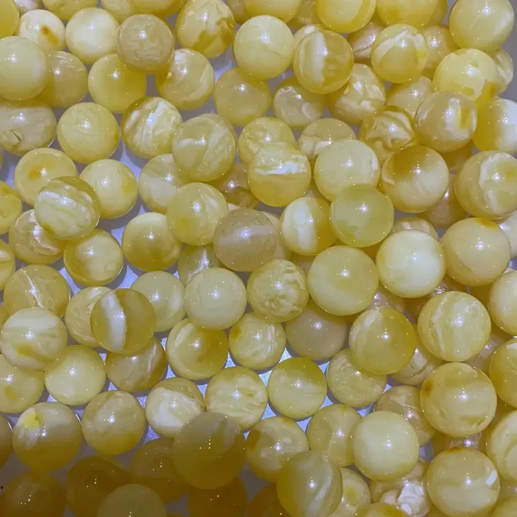 俄料黄白花琥珀蜜蜡圆珠微瑕福利（多样性发货）