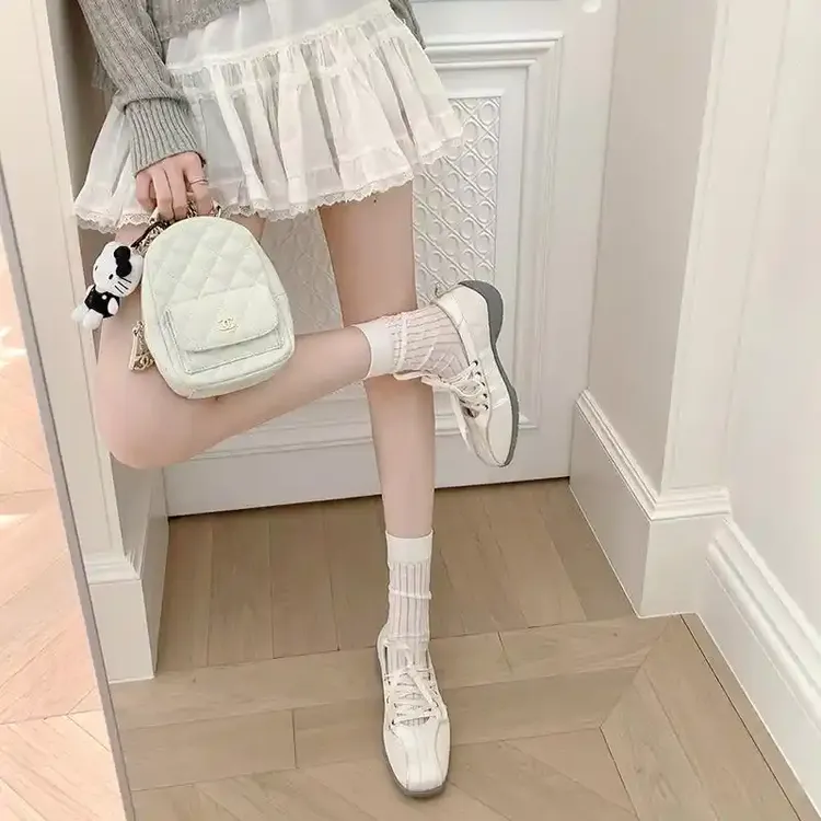 芭蕾德训鞋女2025新款夏季透气软底休闲运动银色单鞋阿甘鞋小白鞋