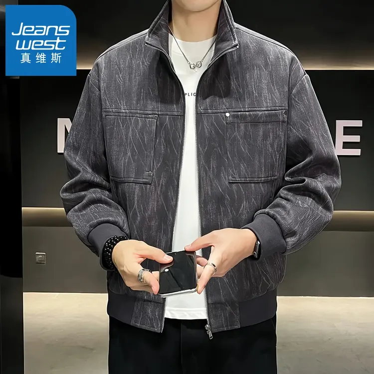 真维斯Jeanswest男士美式复古工装夹克2025秋冬季立领休闲潮外套