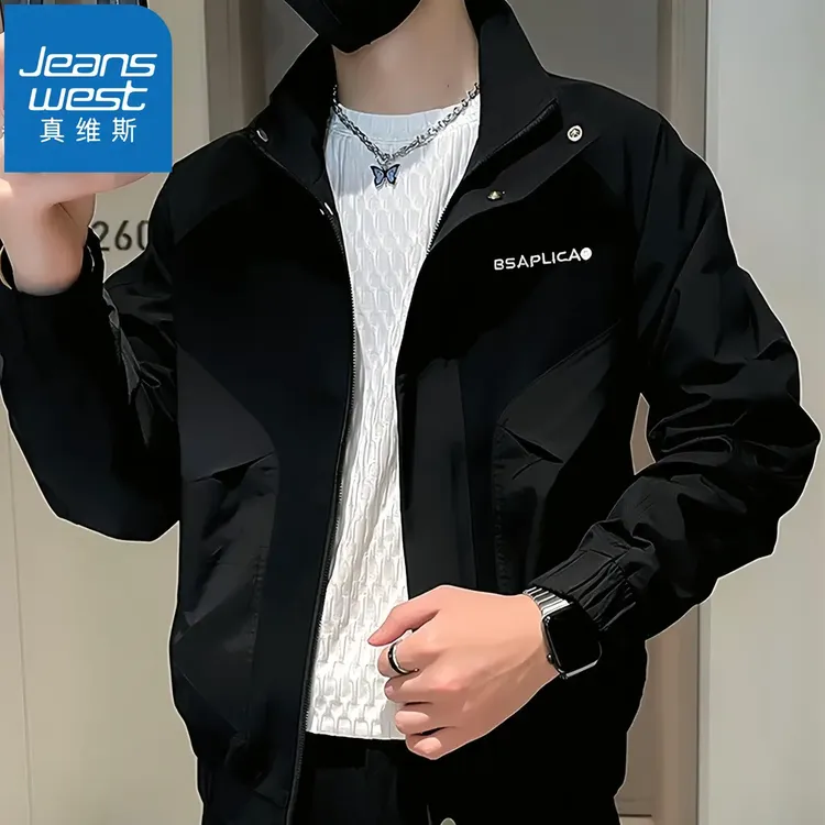 真维斯Jeanswest男士潮牌痞帅立领夹克春秋季时尚休闲百搭外套潮 